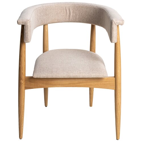 Стул кресло Wegner, массив дерева, обивка текстиль, цвет натуральный и бежевый