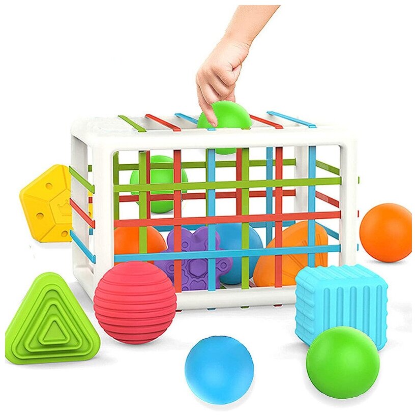 Развивающая игрушка - сортер "Чудо-шарики" для малышей по методике монтессори 12 фигур
