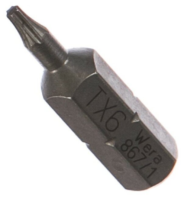 Бита WERA 867/1 Z TORX, вязкая твёрдость, 1/4" C6.3, TX 6 x 25 мм, WE-066493