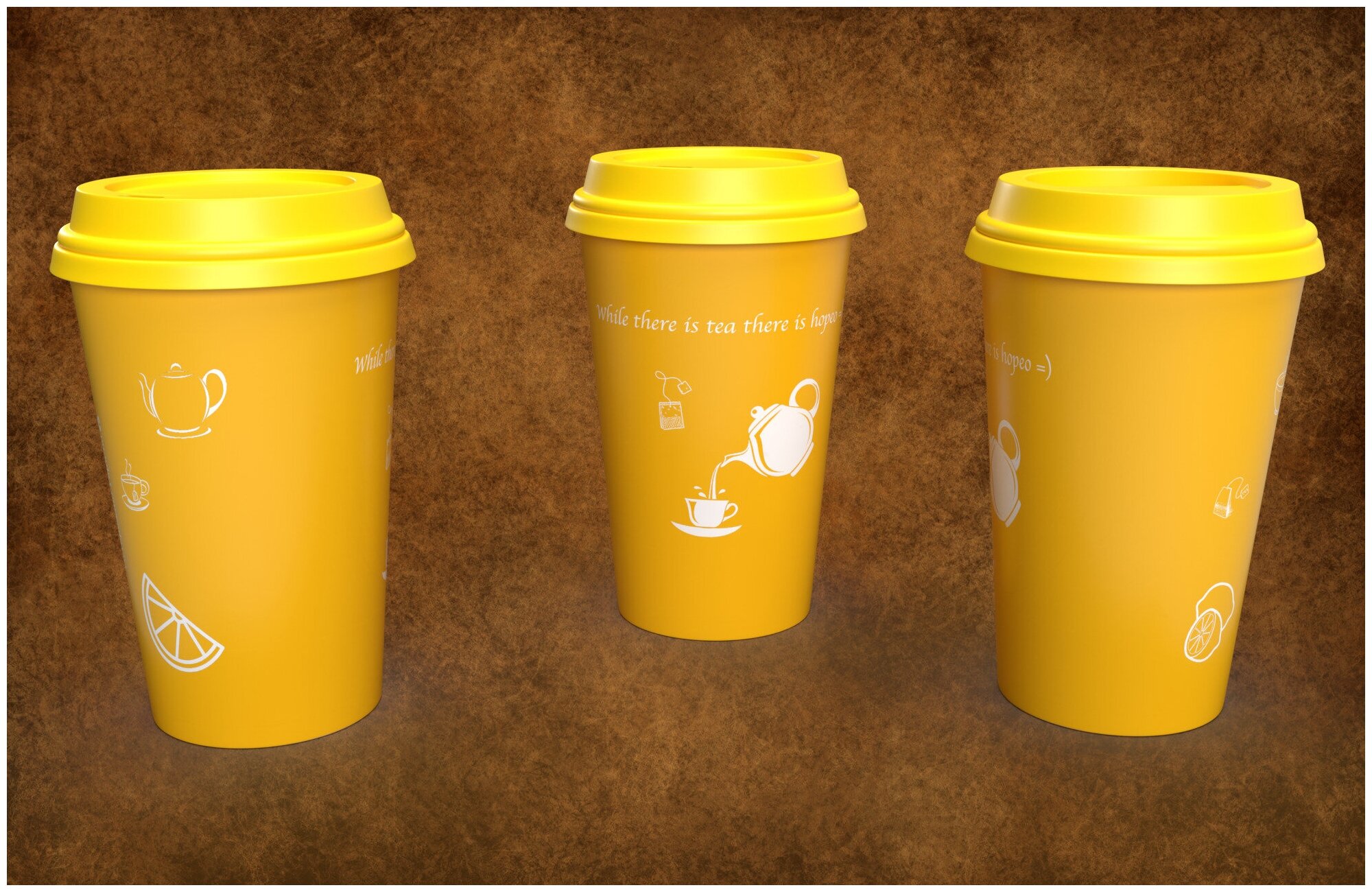 Стакан желтый с рисунком: "Чайный" (рисунки связанные с чаем) - фотография № 2