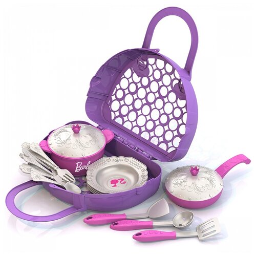 Набор посуды Нордпласт Барби 632 фиолетовый набор посуды кухонной и чайной посудки барби 21 предмет в сетке нордпласт