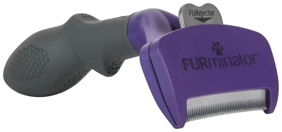 Щетка-триммер FURminator M/L для больших кошек c длинной шерстью, фиолетовый/черный - фотография № 5