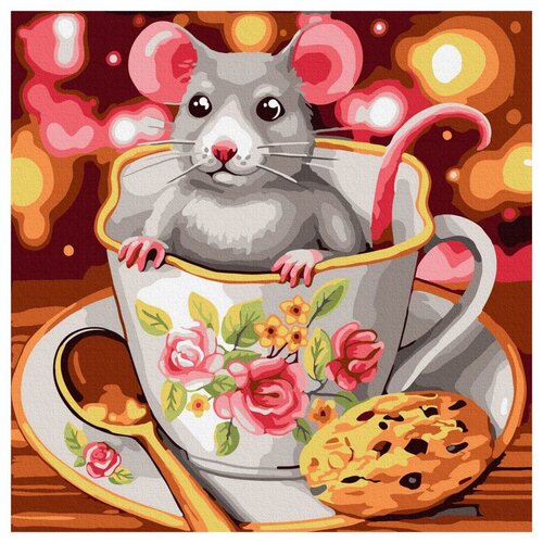 Картина по номерам «Мышка в чашке», 20x20 см, Molly
