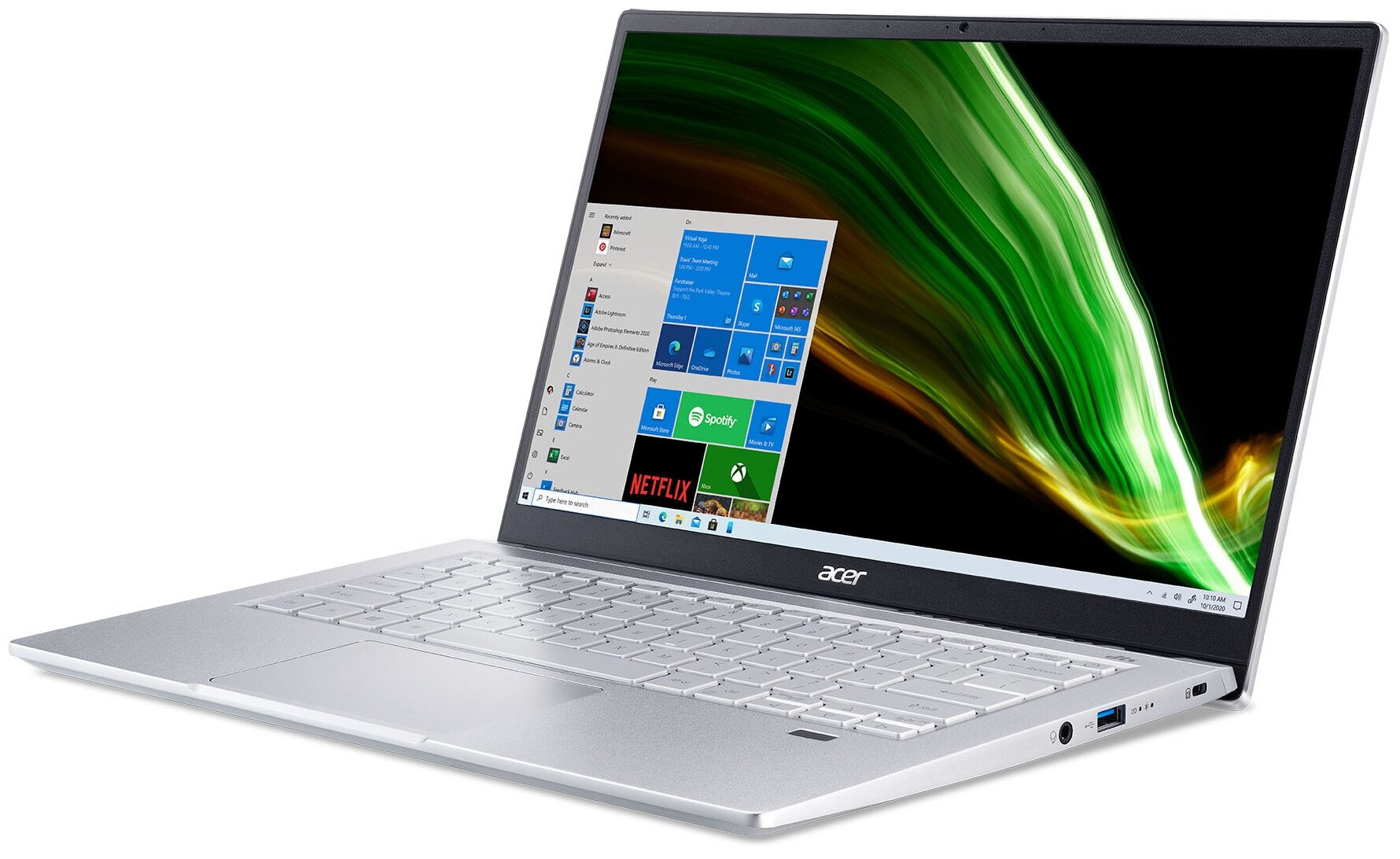 Ноутбук Acer Swift 3 SF314-511-5539 14 FHD IPSCore i5-1135G78GB512GB SSDIris Xe GraphicsWin 11 HomeNoODDсеребристый NX ABLER00Q