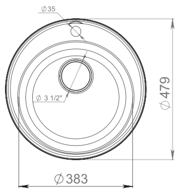 Мойка кухонная кварцевая круглая QUARZ LITE-08, D-480мм,цвет черный - фотография № 3