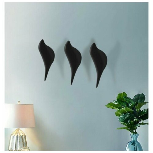 Декор настенный-вешалка Птичка 13 x 4 см чёрный 1140₽