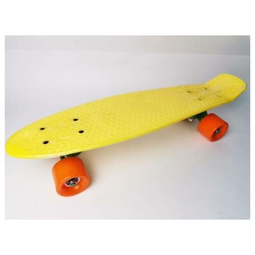 Скейтборд пластик 22*6, шасси Al (окрашен), колёса PU 60*45мм, жёлтый