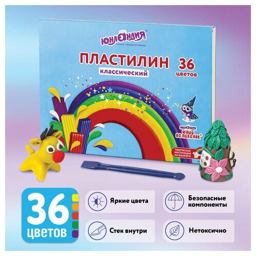 Пластилин классический юнландия «юный волшебник»36 цветов720 гсо стекомвысшее КАЧЕСТВО105904