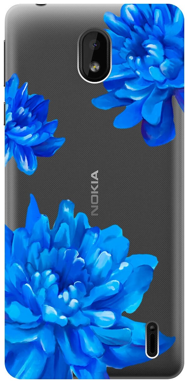 Силиконовый чехол на Nokia 1 Plus, Нокиа 1 Плюс с 3D принтом "Amazing Asters" прозрачный