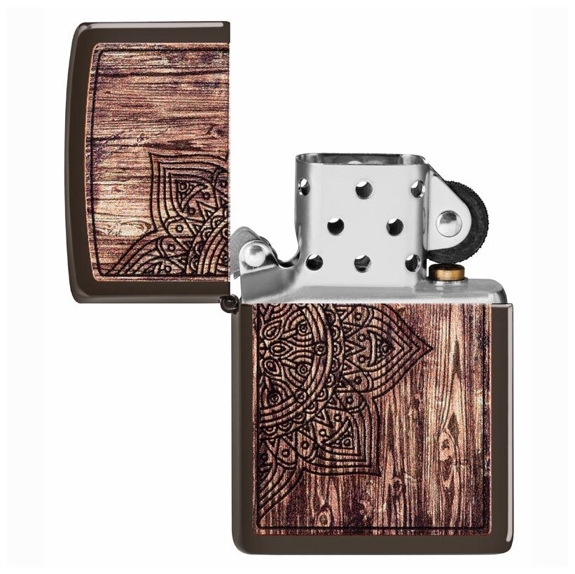 Оригинальная бензиновая зажигалка ZIPPO 49184 с покрытием Brown Matte - фотография № 4