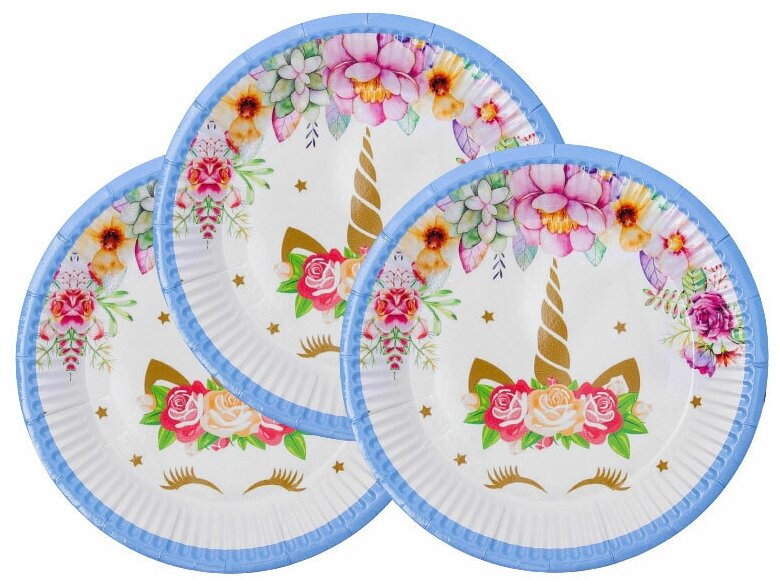Набор одноразовой бумажной посуды Единорог, на 6 персон - фотография № 5