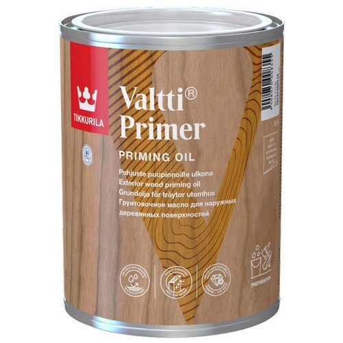 Tikkurila антисептик Valtti Primer, 0.87 кг, 0.9 л, бесцветный антисептик tikkurila valtti primer грунтовочный для дерева бесцветный 0 9 л