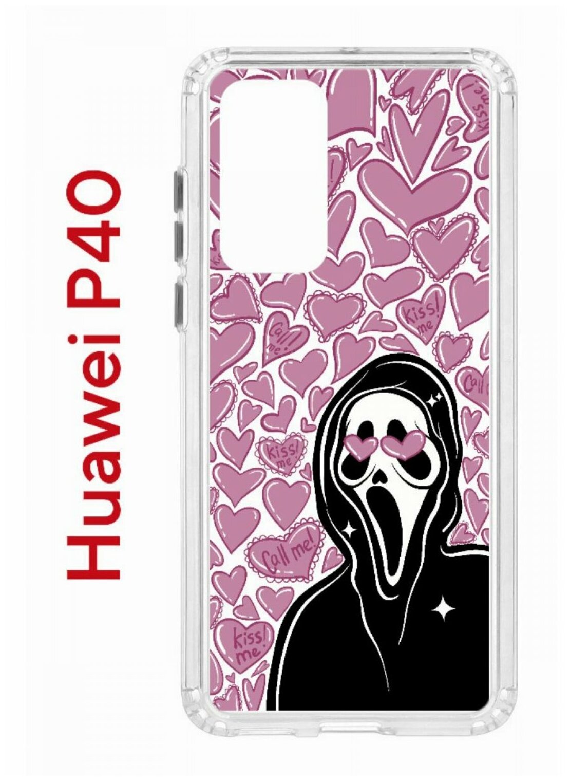 Чехол для Huawei P40 Kruche Print Любовь и Крик, противоударная пластиковая накладка с рисунком, силиконовый бампер с защитой камеры, кейс с принтом