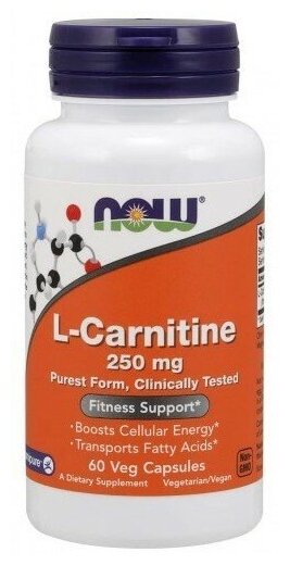 NOW L-Carnitine 250 mg, 60 капс.