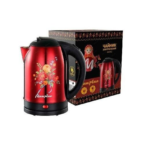 Чайник электрический матрёна MA-005 2л нержавейка красный хохлома 107600₽