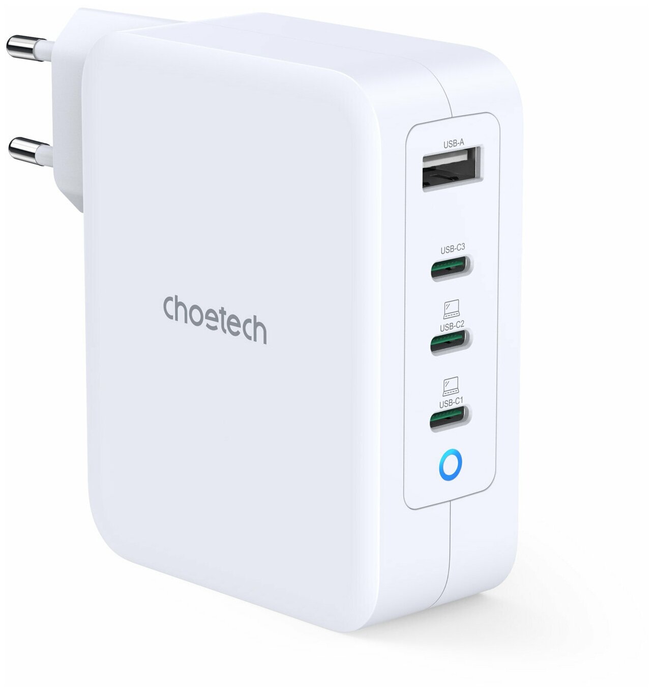 Сетевое зарядное устройство Choetech PD 130W GaN 4-Port Wall Charger, белый (PD6001)