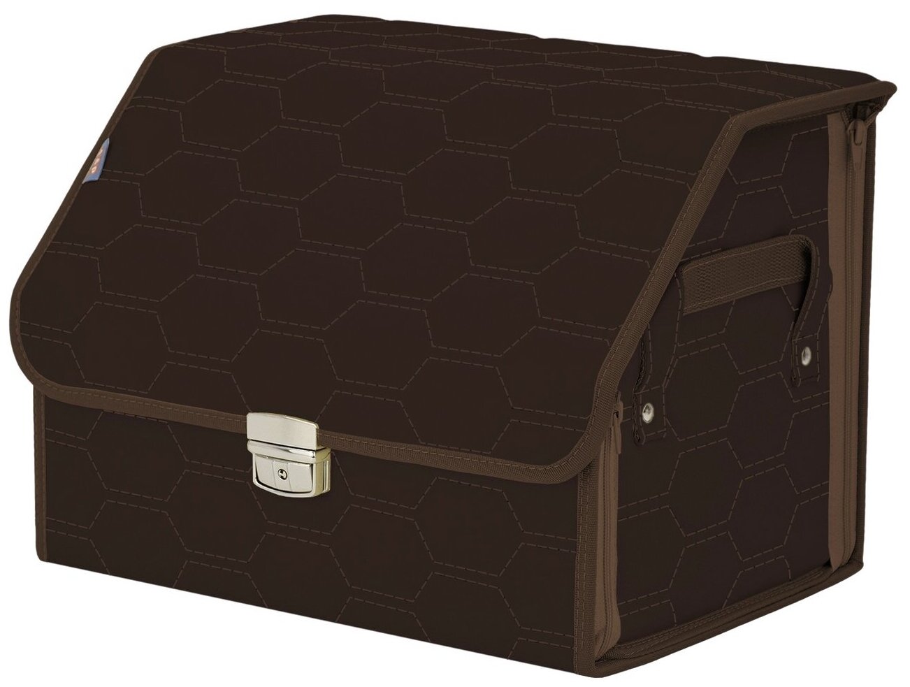 Органайзер-саквояж в багажник "Союз Премиум" (размер M). Цвет: коричневый с коричневой прострочкой Соты.