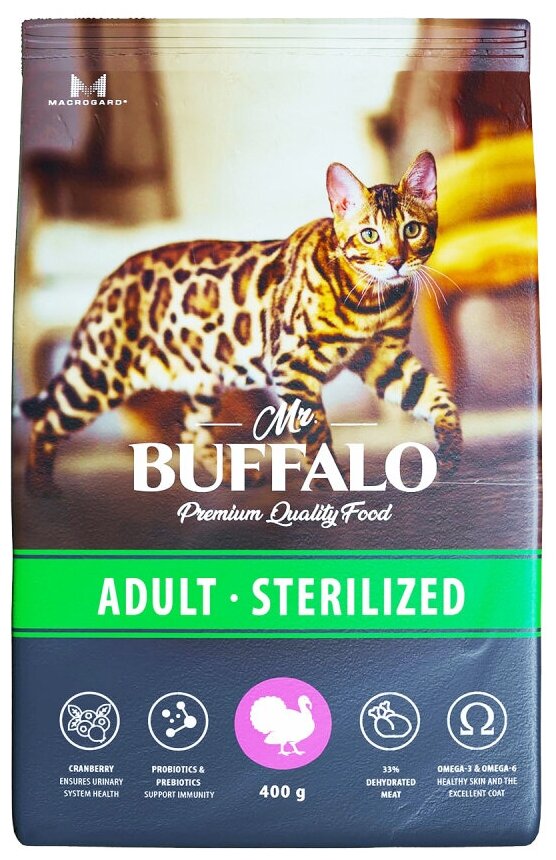 Сухой корм для кошек Mr.Buffalo STERILIZED индейка 0,4кг - фотография № 6