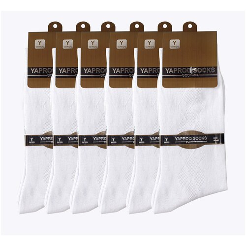 Носки Yaproq, 6 пар, размер 40-44, белый носки мужские yaproq комплект 3 пары высокие классические цвет белый размер 40 44