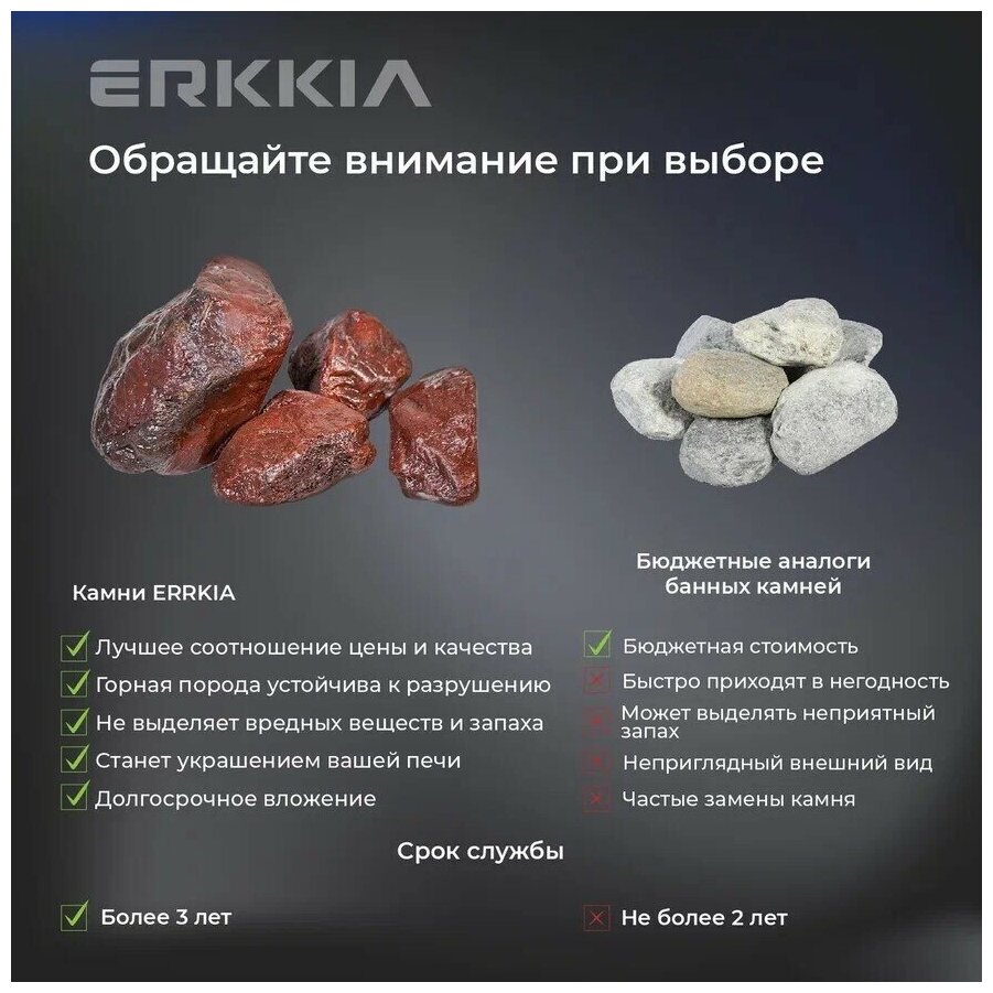 Камень для печей в баню и сауну ERKKIA "Яшма", галтованная, 10 кг. - фотография № 2