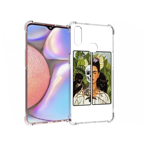 Чехол задняя-панель-накладка-бампер MyPads сдвоенная картинка девушка скелет для Samsung Galaxy A10s противоударный