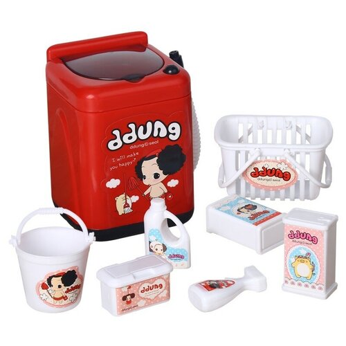 Стиральная Машинка с Аксессуарами, 7 Предметов, Игровой Набор Развлекательно-Развивающий, DDung, Световые и Звуковые Эффекты,