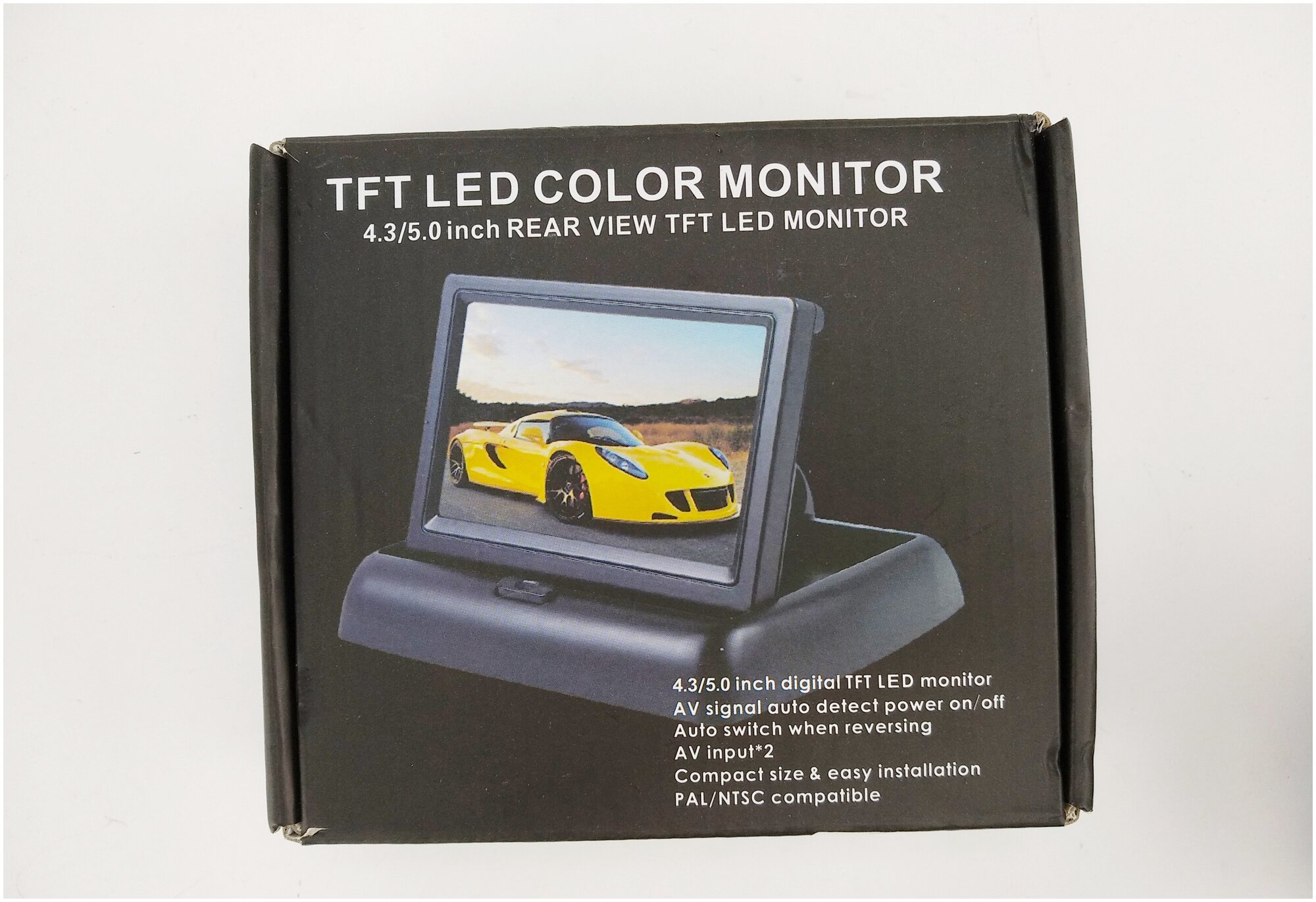 Автомобильный монитор для камеры заднего вида /цветной, светодиодный, складной, диагональ 4.3 дюйма/ автомобильный монитор M843