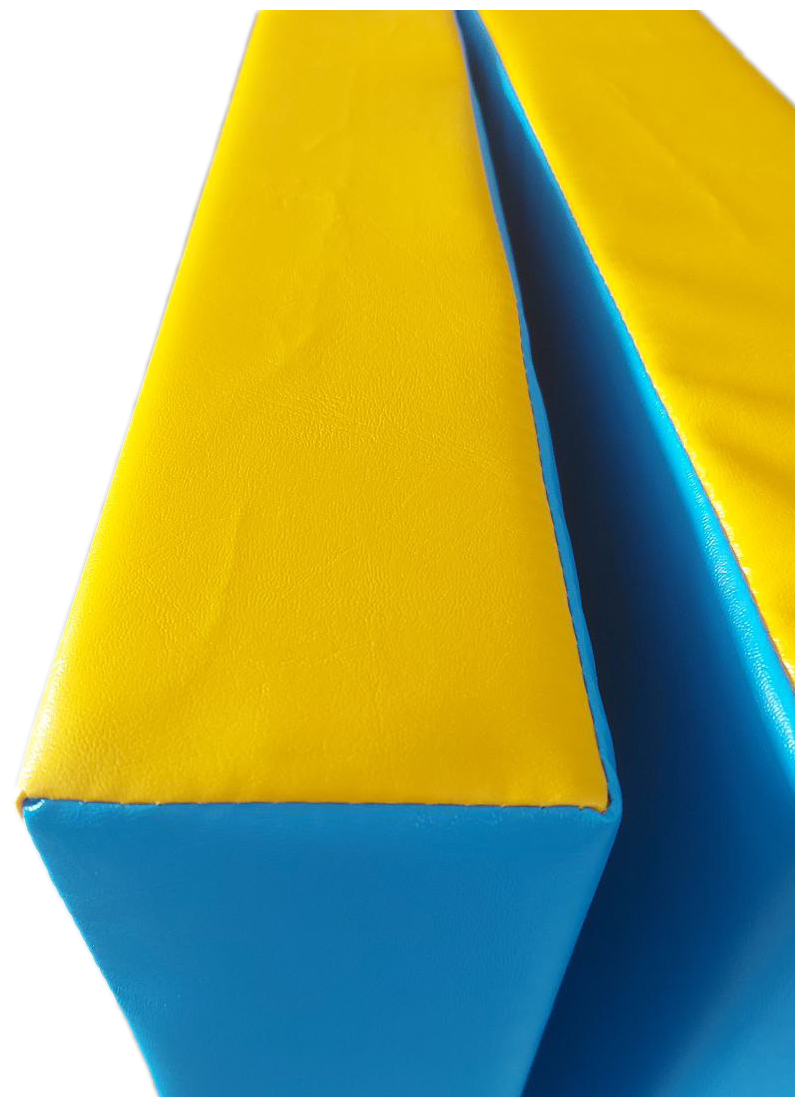 Мат гимнастический складной спортивный для шведской стенки мягкий детский 4 секции 100х200х10 см, толщина 10см. Цвет синий/желтый