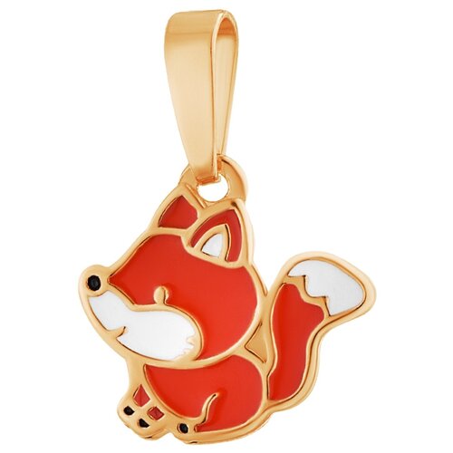 фото Подвеска серебряная в позолоте с эмалью "лиса" арт. 20310207/9пбг-орг-чг ювелир карат