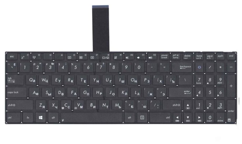 Клавиатура для ноутбука Asus K56, K56C, K550D Series. Плоский Enter. Черная, без рамки. PN: MP-12F53US-5283W.