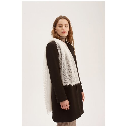 Палантин Оренбургский пуховый платок, 120х40 см, экрю