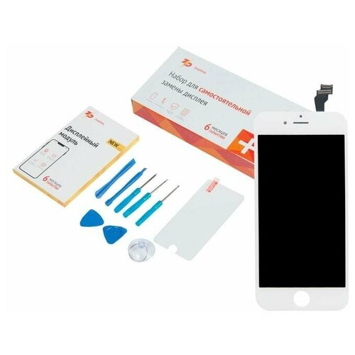 Набор для самостоятельного ремонта iPhone 6: дисплей в сборе- белый, защитное стекло, набор инструментов, пошаговая инструкция