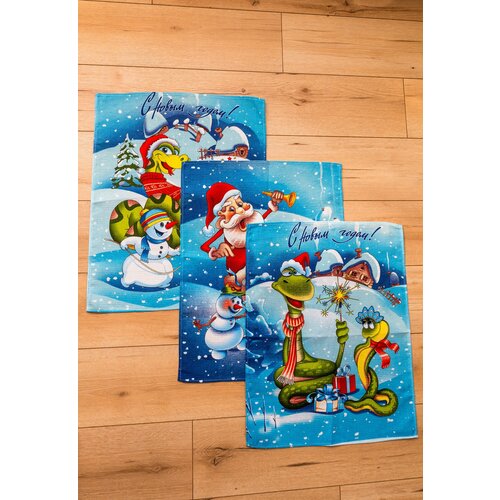 Набор новогодних вафельных полотенец Элис Текстиль 45x60 см 3 шт хлопок 620₽