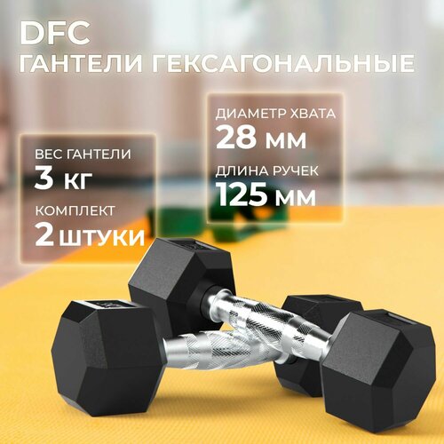 Гантели DFC Гексагональные, 2 шт. по 3 кг