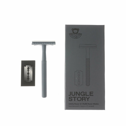 Safety Razor Refill Razor Blades Jungle Story космический серый бритвенный Т-образный безопасный станок и 5 лезвий 1 шт 3500₽