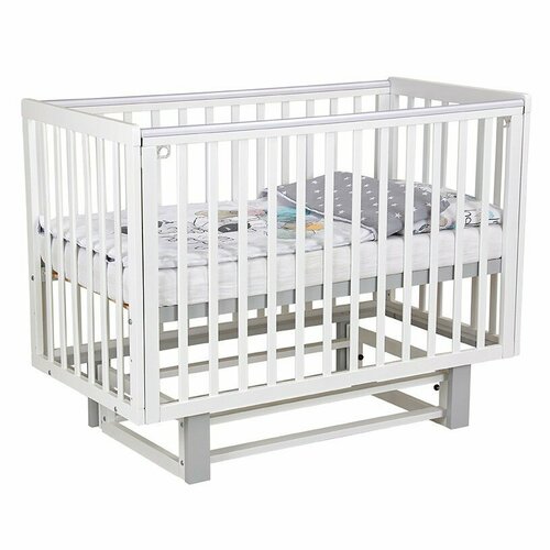 Кроватка детская Polini kids Simple 341 с маятником, белый-серый
