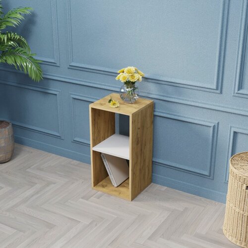 Изображение товара Стеллаж Velardy кубикус, 35x32x69см, белый+дуб крафт золотой