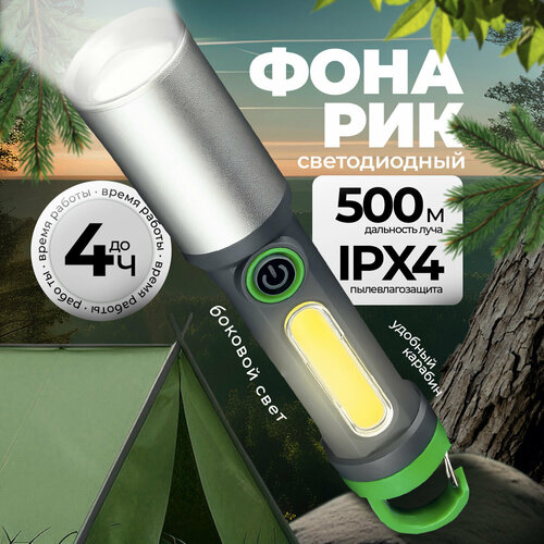 Мощный светодиодный фонарь ISISLAND с аккумулятором 4 режимами работы USB зарядкой 560₽