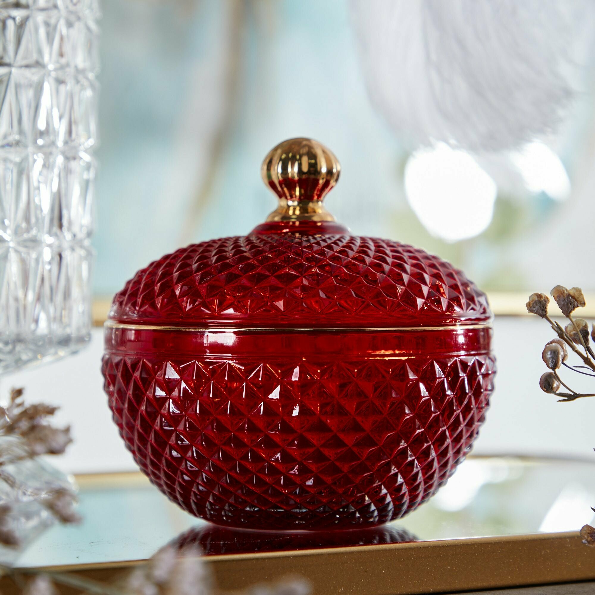 69-001 Конфетница с крышкой 12х12х12см, Glasar