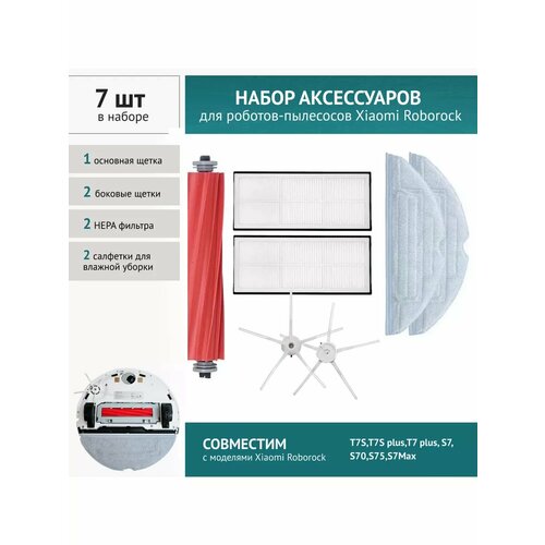 Фильтры и щетки для робота-пылесоса Xiaomi Roborock G10S T7S T7S plus T7 plus S7 S7 Pro Ultra S7 maxV Ultra белый 1170₽