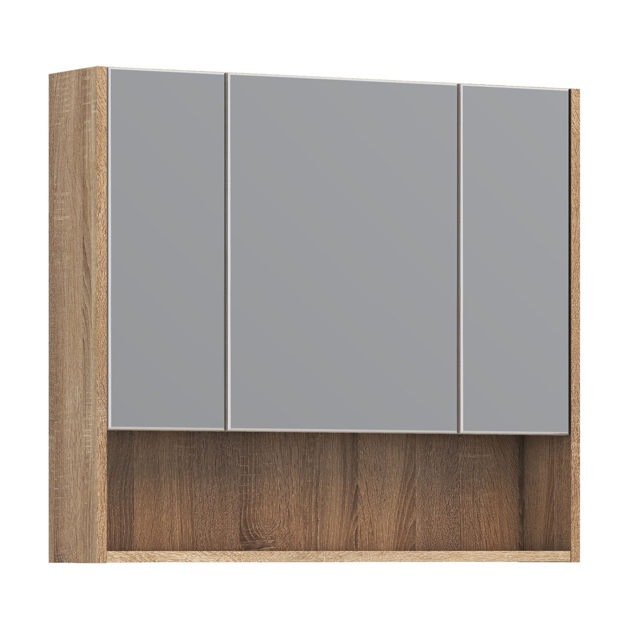 Шкаф навесной Modul 800 с зеркалом дуб сонома в ванную комнату с полкой открытого хранения