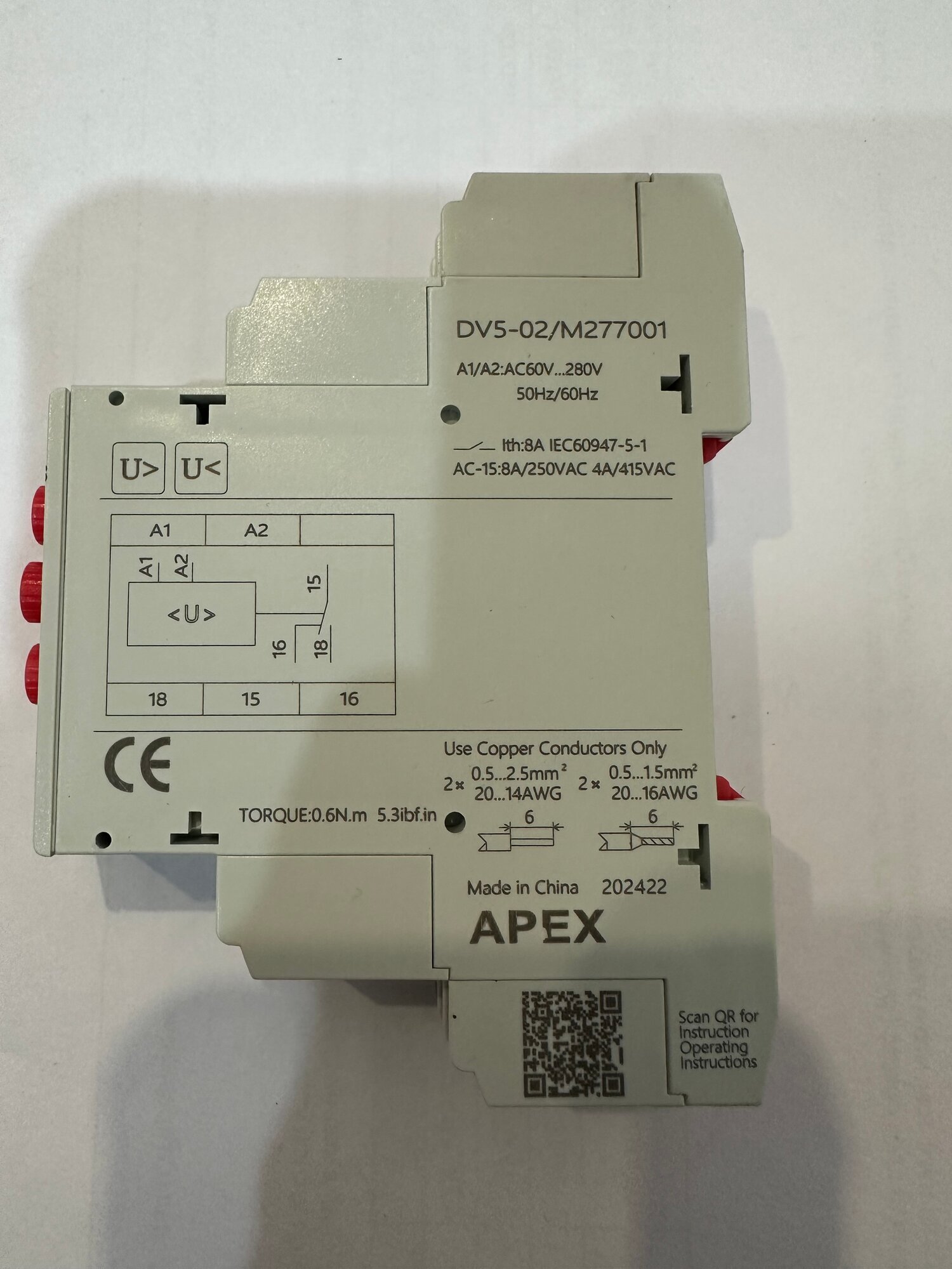 Реле DV5-02/M277001 A1/A2-AC60V_280V APEX 202422 — фото 1