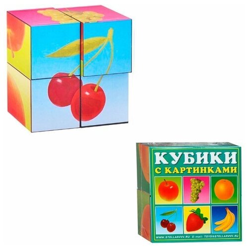 Кубики в картинках 4шт Фрукты 00801 /48/