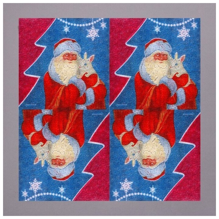 Салфетки бумажные однослойные ТероПром 9111686 «Дед Мороз», 24×24 см, набор 50 штук - фотография № 3