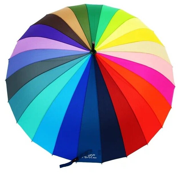 Зонт радуга Popular, трость прямая ручка, купол 110 см, 24 спицы.