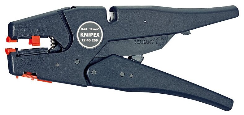 Стриппер автоматический многофункциональный KNIPEX KN-1240200SB со сменными ножами, Ø 0.03-10 мм (AWG 32-7), 200 мм, SB