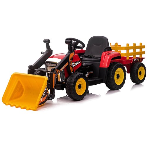 фото Детский электромобиль xmx трактор с ковшом и прицепом (красный, eva, пульт, 12v) - xmx611u-red