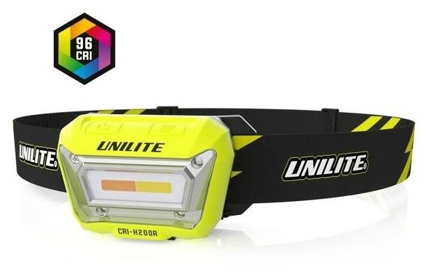 UNILITE Налобный сенсорный фонарь 3 цвета, CRI 96+, 200 Lm, 1500 mAh, IPX5