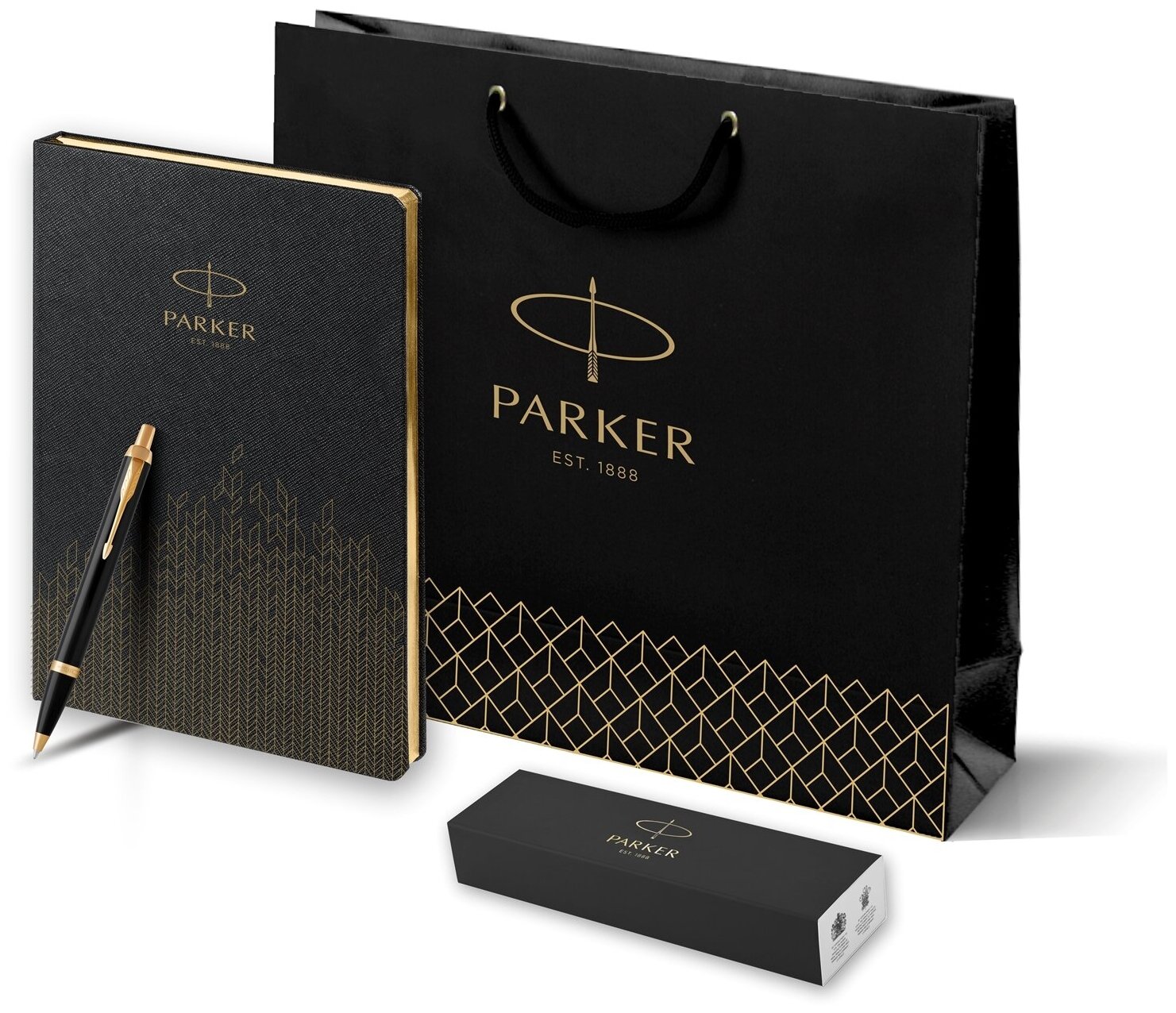 Подарочный набор: Шариковая ручка Parker IM Metal Black GT и ежедневник черный