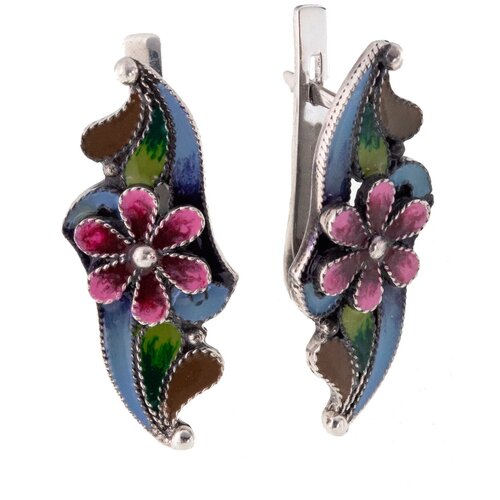 Серьги серебро, 925 проба, эмаль